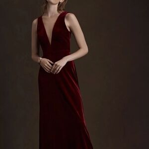 Jenny YOO Elegant Burgundy Evening Gown